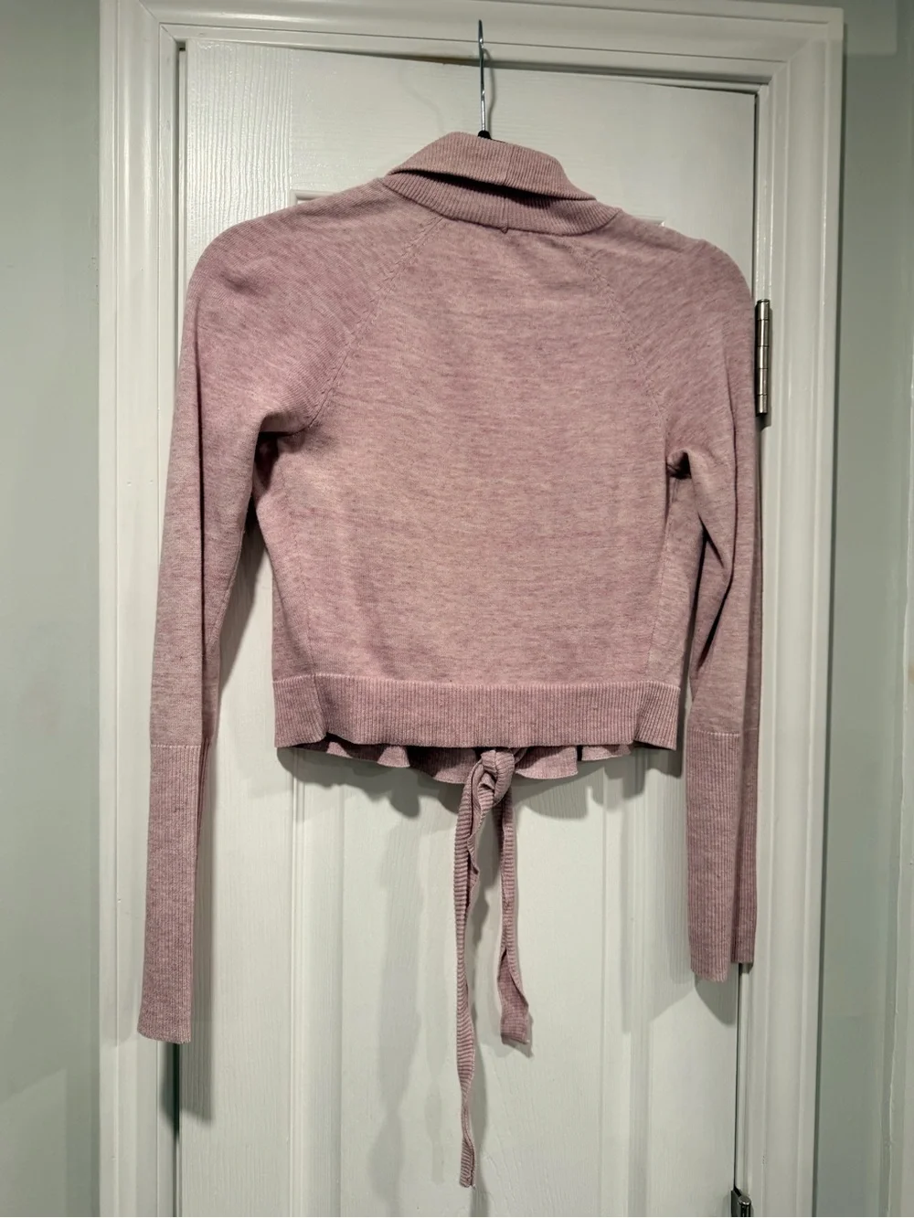Athleta Size XS Lavender Tie Front Cardigan Sweater Lightweight Cropped Open
